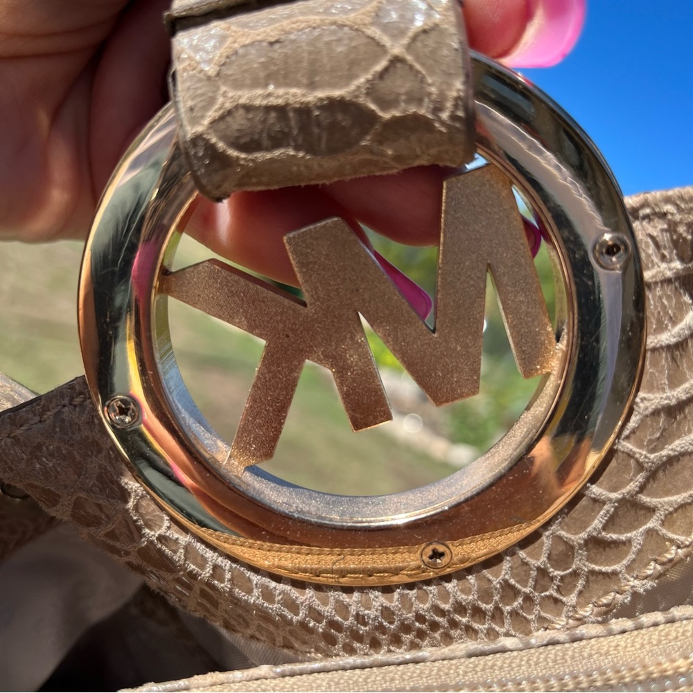 Michael Kors Tan Python Leather Double Handle Bag… - image 8